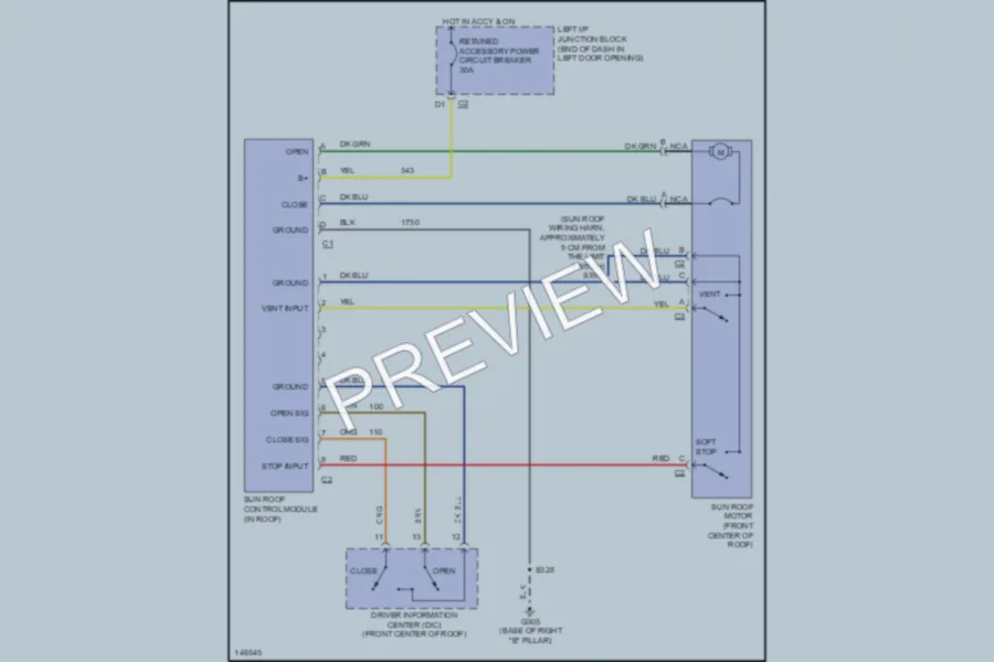 2001 Chevrolet MonteCarlo Power Top Sunroof wiring diagram preview