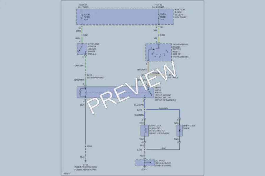 2001 Chevrolet Tracker Shift Interlocks wiring diagram preview