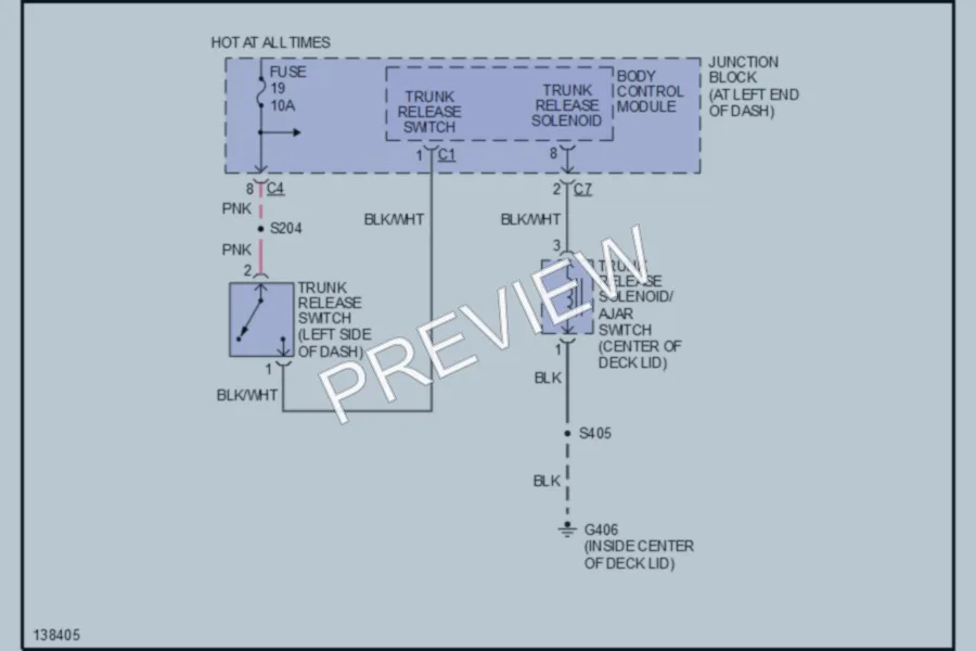 2001 Chrysler 300M Trunk Tailgate Fuel Door wiring diagram preview