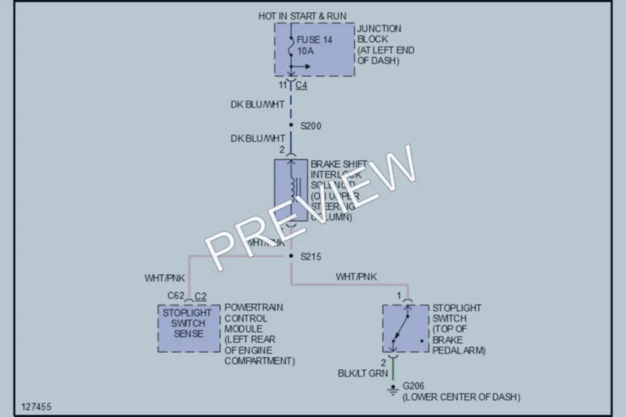 2001 Chrysler Concorde Shift Interlocks wiring diagram preview