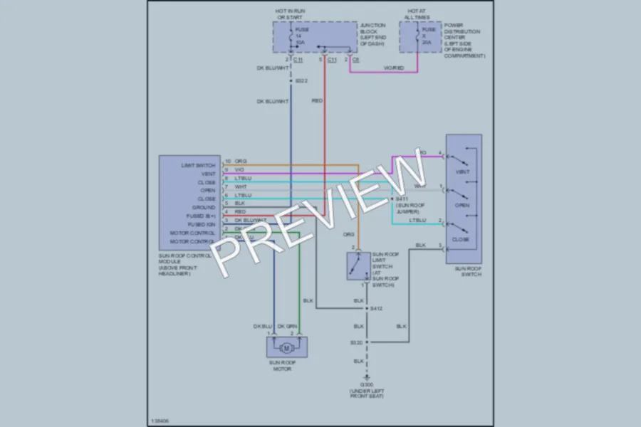 2001 Chrysler LHS Power Top Sunroof wiring diagram preview