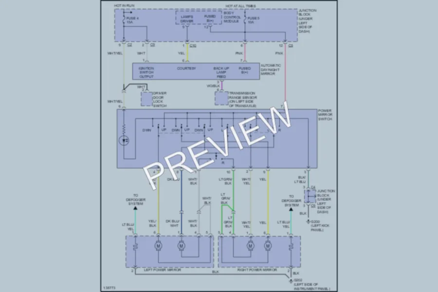 2001 Chrysler Convertible Power Mirrors wiring diagram preview