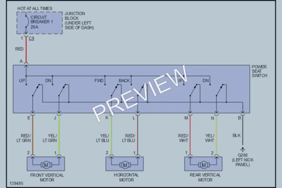 2001 Chrysler Convertible Power Seats wiring diagram preview