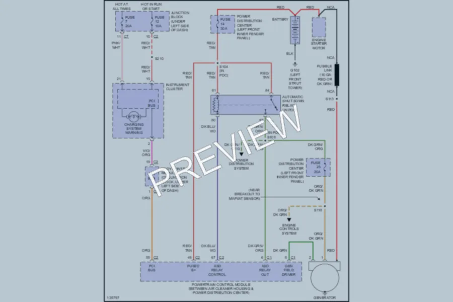 2001 Chrysler Convertible Starting Charging wiring diagram preview