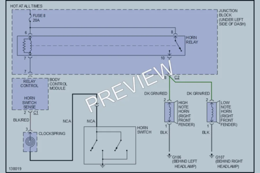 2001 Chrysler Sedan Horn wiring diagram preview