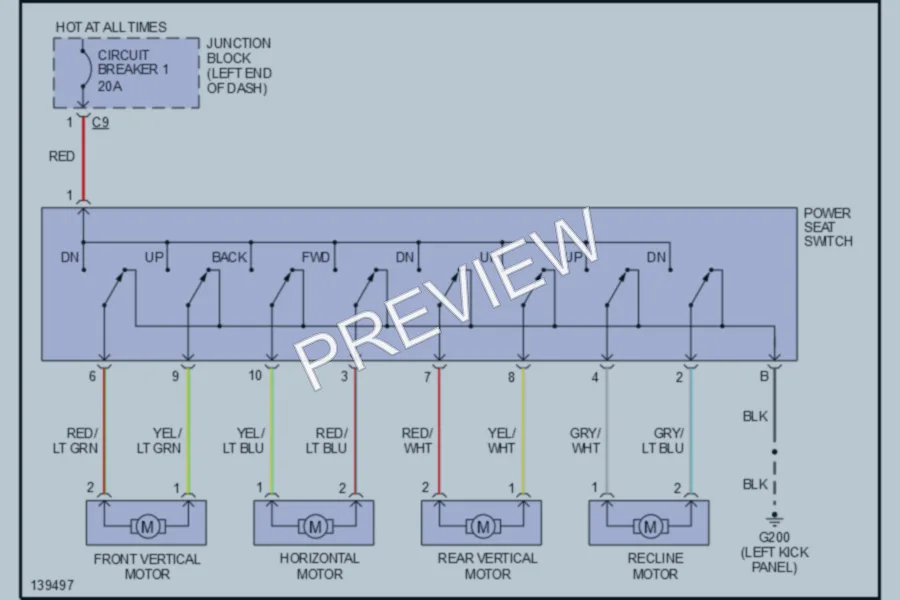 2001 Chrysler Sedan Power Seats wiring diagram preview