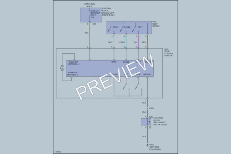 2001 Chrysler Sedan Power Top Sunroof wiring diagram preview