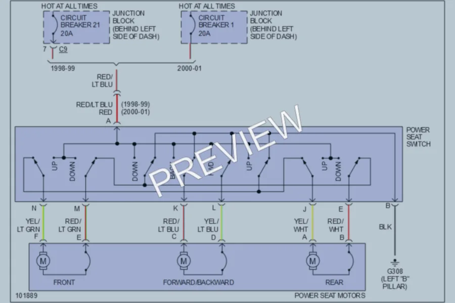 2001 Dodge B2500 Power Seats wiring diagram preview