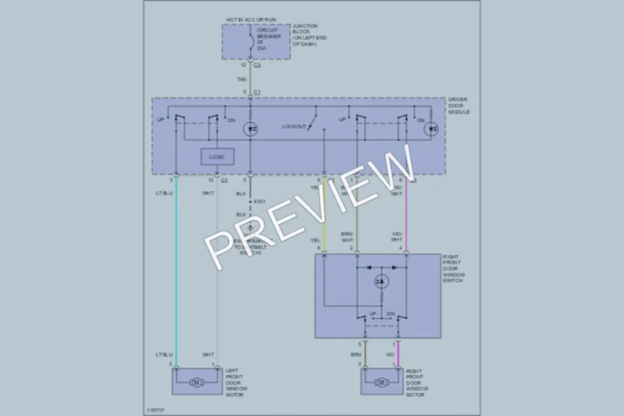 2001 Dodge Dakota Power Windows wiring diagram preview