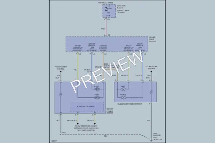 2001 Dodge Durango Power Mirrors wiring diagram preview