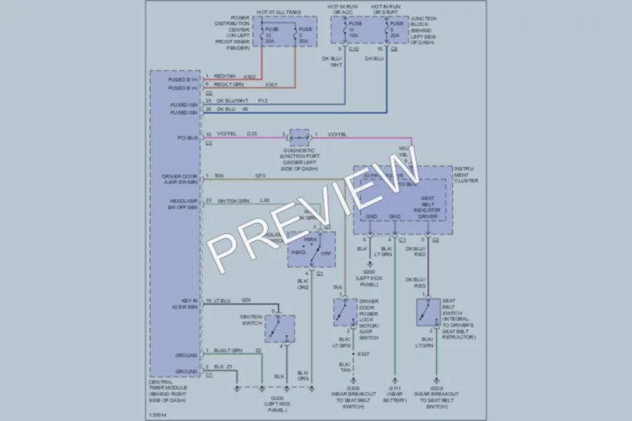2001 Dodge Durango Warning Systems wiring diagram preview