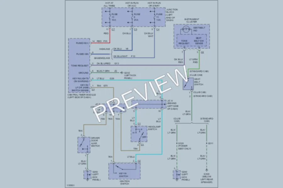 2001 Dodge R2500 Warning Systems wiring diagram preview