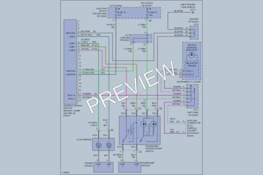2001 Dodge R2500 Supplemental Restraints wiring diagram preview