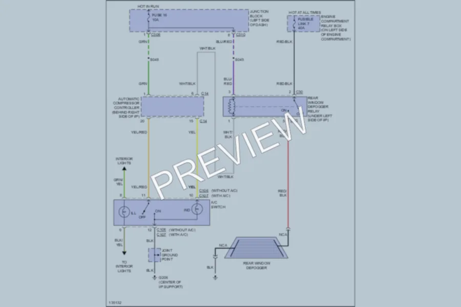2001 Dodge 2D Coupe Defoggers wiring diagram preview