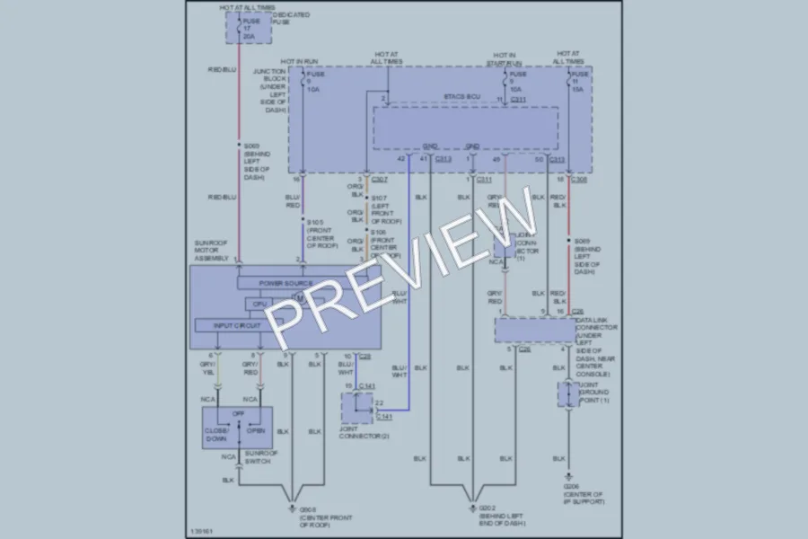 2001 Dodge 2D Coupe Power Top Sunroof wiring diagram preview
