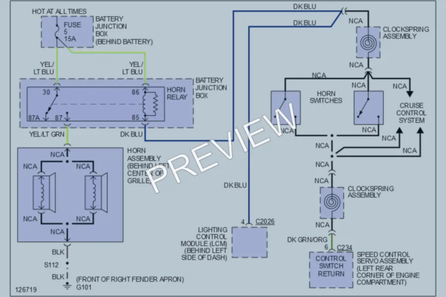 2001 Ford CrownVictoria Horn wiring diagram preview