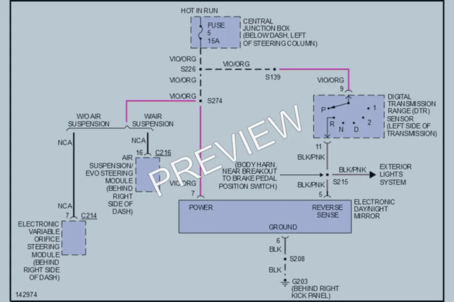 2001 Ford CrownVictoria Power Mirrors wiring diagram preview