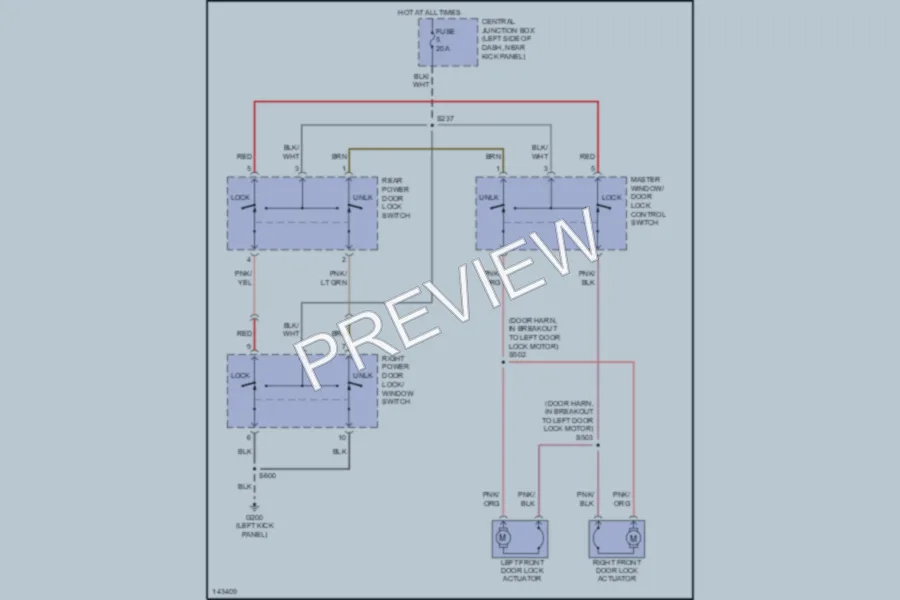 2001 Ford E250 Power Door Locks wiring diagram preview