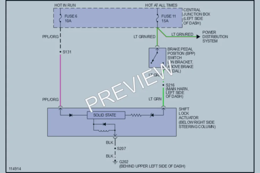 2001 Ford E350 Super Duty Shift Interlock wiring diagram preview