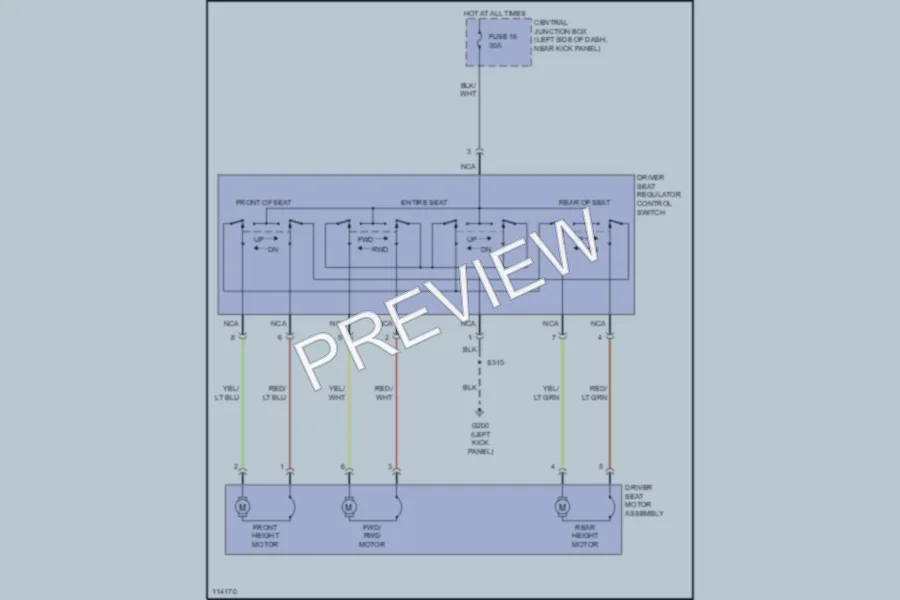 2001 Ford E350 Super Duty Power Seats wiring diagram preview