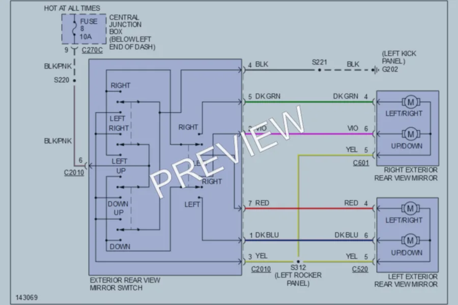 2001 Ford Escape Power Mirrors wiring diagram preview