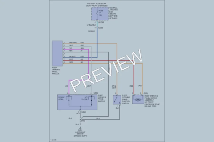 2001 Ford Escape Power Top Sunroof wiring diagram preview