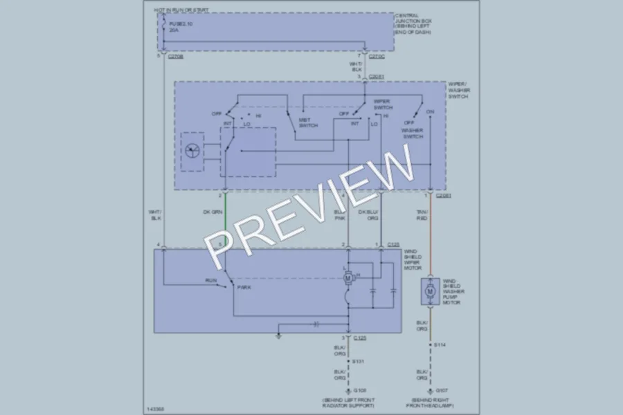 2001 Ford Escape Wiper Washer wiring diagram preview