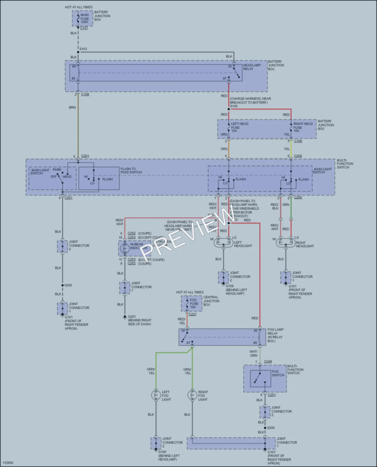 2001 Ford Escort Headlights wiring diagram preview