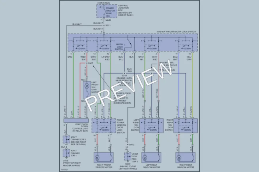2001 Ford Escort Power Windows wiring diagram preview