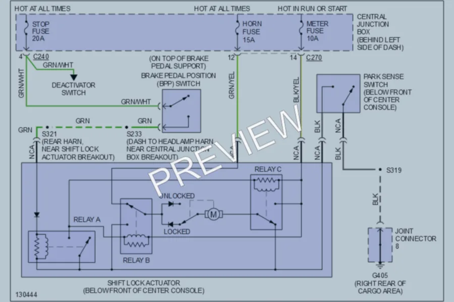 2001 Ford EscortZX2 Shift Interlocks wiring diagram preview