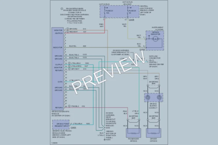 2001 Ford Excursion Supplemental Restraints wiring diagram preview