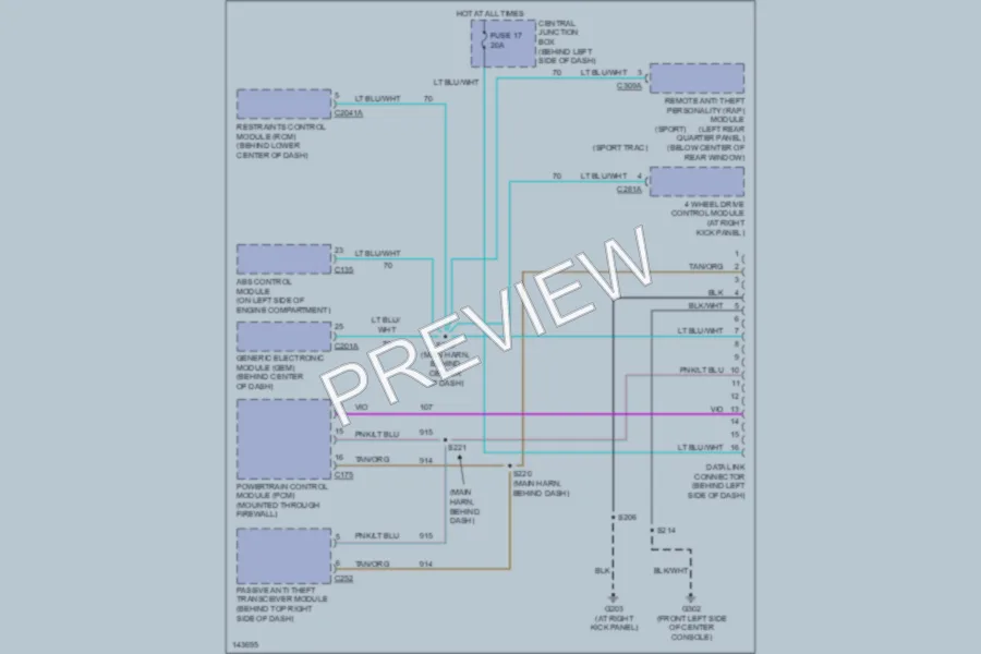 2001 Ford ExplorerSport Computer Data Lines wiring diagram preview