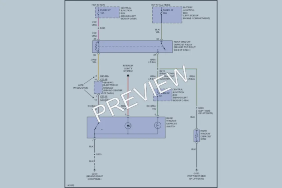 2001 Ford ExplorerSport Defoggers wiring diagram preview