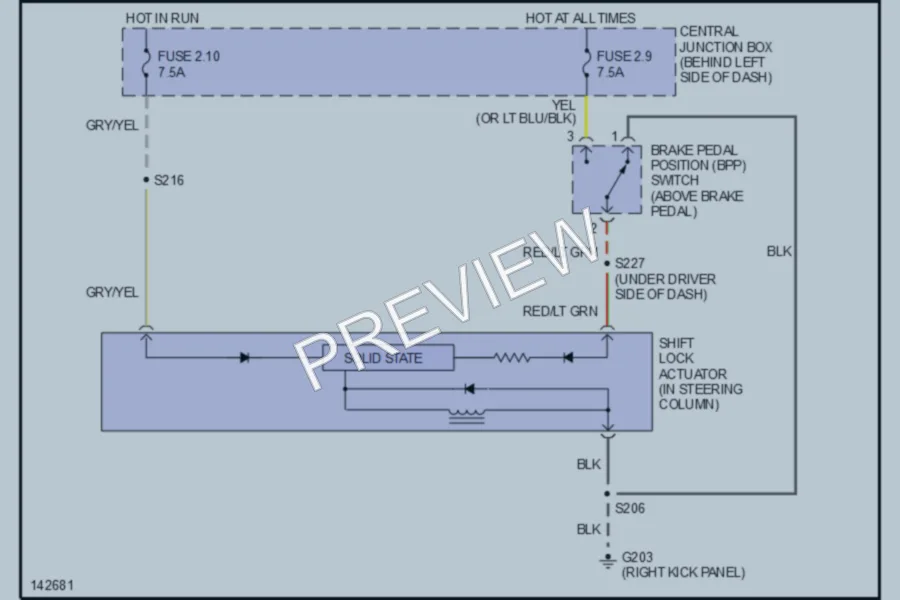 2001 Ford ExplorerSport Shift Interlocks wiring diagram preview