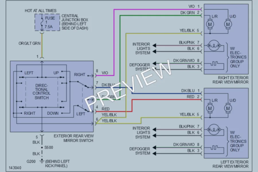 2001 Ford ExplorerSportTrac Power Mirrors wiring diagram preview