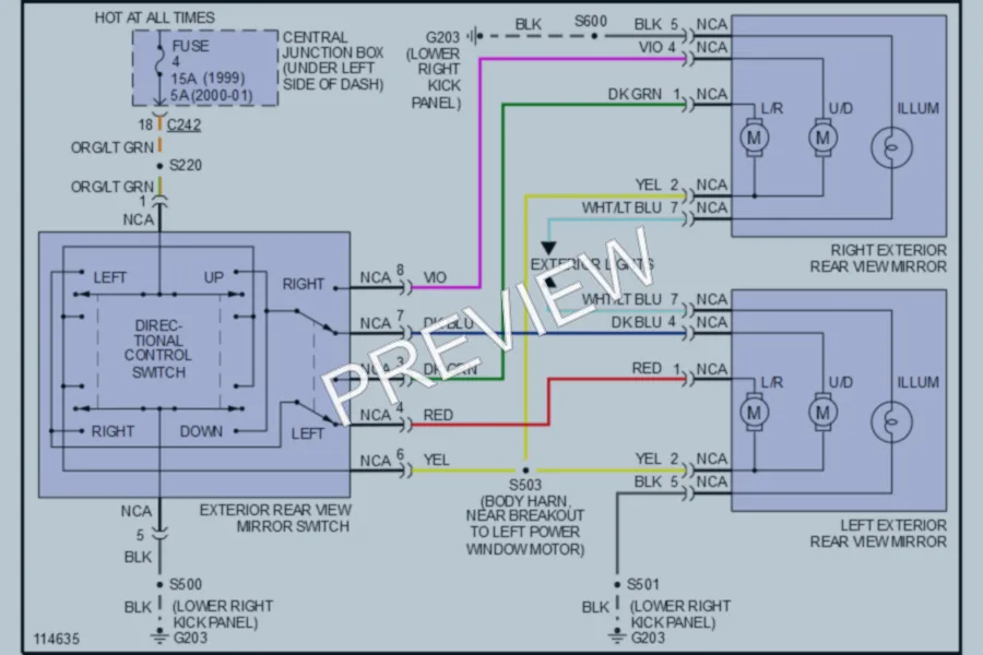 2001 Ford F150 Power Mirrors wiring diagram preview