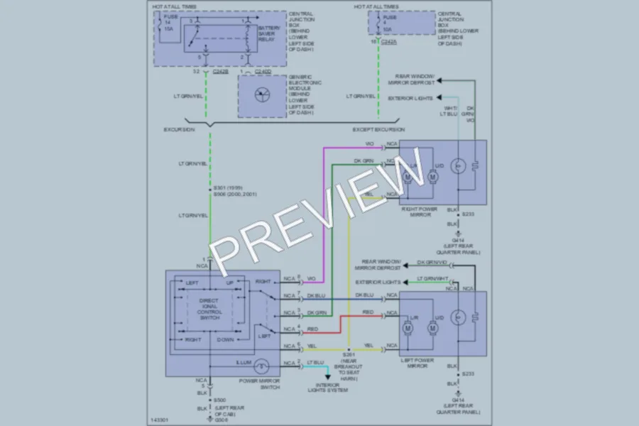 2001 Ford F250 Super Duty Power Mirrors wiring diagram preview
