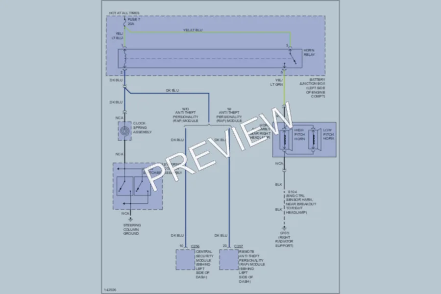 2001 Ford F150 Horn wiring diagram preview