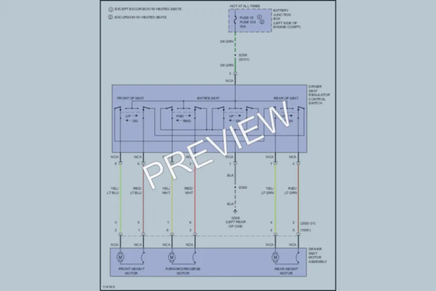 2001 Ford F350 Super Duty Power Seats wiring diagram preview