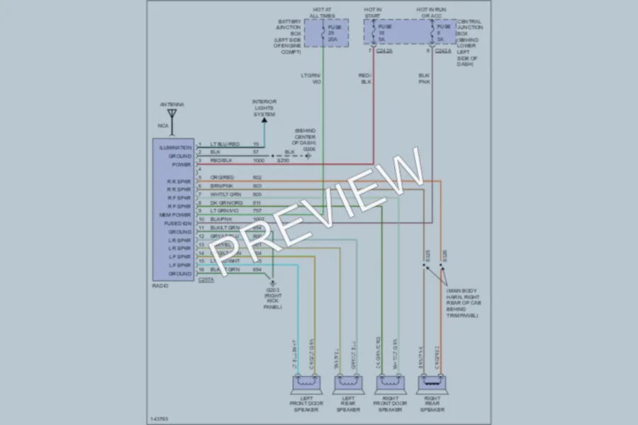 2001 Ford F350 Super Duty Radio wiring diagram preview