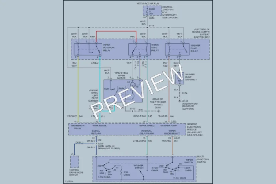 2001 Ford F150 Wiper Washer wiring diagram preview