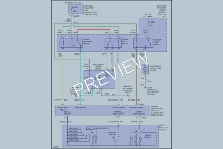 2001 Ford F250 Super Duty Wiper Washer wiring diagram preview