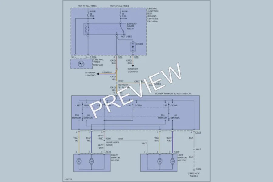 2001 Ford Focus Power Mirrors wiring diagram preview