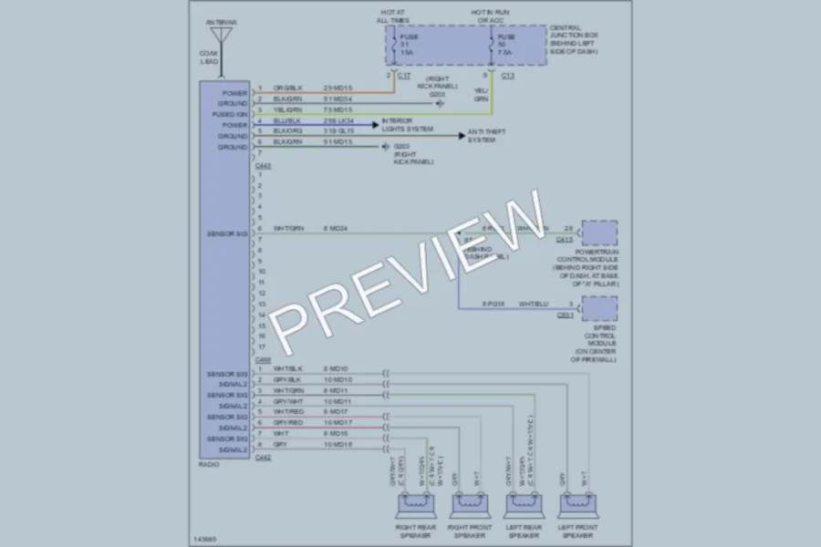 2001 Ford Focus Radio wiring diagram preview