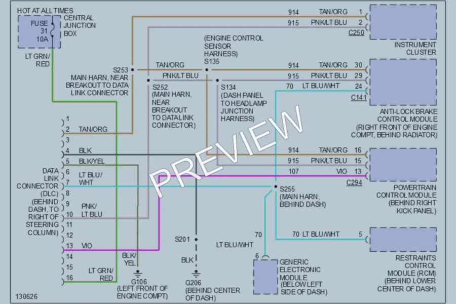 2001 Ford Mustang Computer Data Lines wiring diagram preview