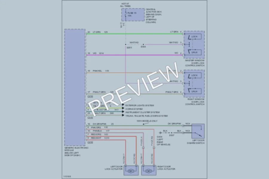 2001 Ford Mustang Power Door Locks wiring diagram preview