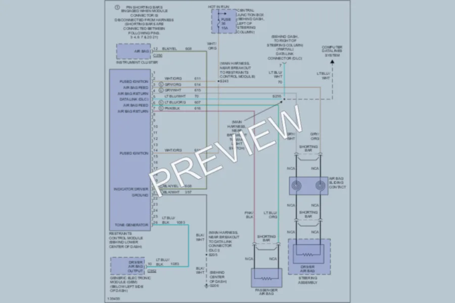 2001 Ford Mustang Supplemental Restraints wiring diagram preview