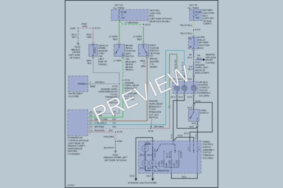 2001 Ford E350 Super Duty Cruise Control wiring diagram preview