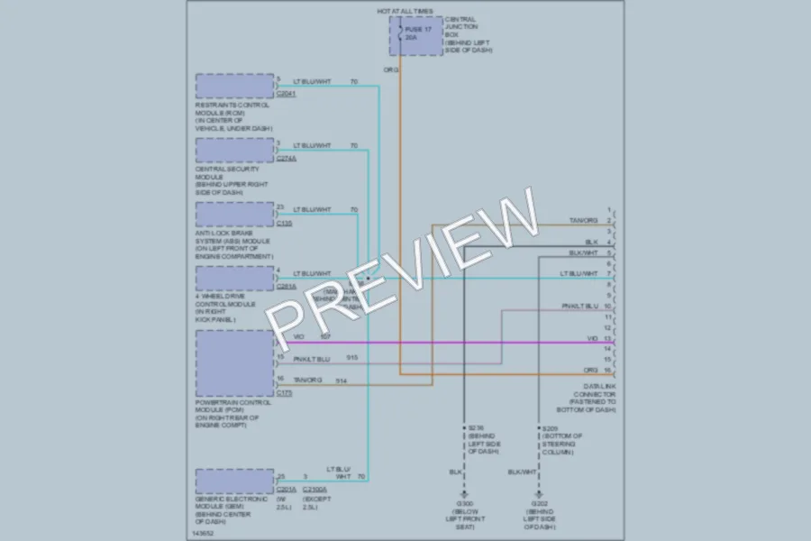 2001 Ford Ranger Computer Data Lines wiring diagram preview