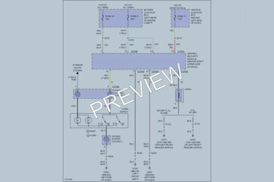 2001 Ford Ranger Horn wiring diagram preview